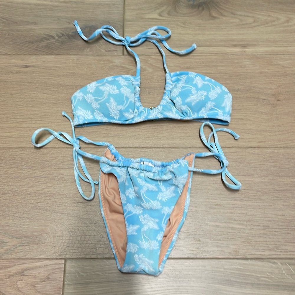 Madewell Palm Tree Ruched Bikini Set (Top XS, Bottom S)